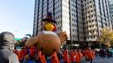 A turkey float at the Thanksgiving Day Parade in Philadelphia on Nov. 24, 2022.