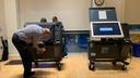 An election worker in Philadelphia with an ExpressVoteXL voting machine during the 2022 primary.