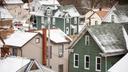 Rooftops of homes in Blair County, Pennsylvania.