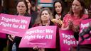 Public officials and members of Planned Parenthood at a 2022 press conference about the overturning of Roe v. Wade.