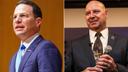 Cinco candidatos a gobernador estarán en la boleta electoral del 8 de noviembre, incluyendo al demócrata Josh Shapiro (izquierda) y Doug Mastriano (derecha).