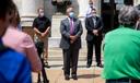 State Sen. Anthony Williams, seen here at the Delaware County Courthouse, said in a statement he is following recommended health guidelines.