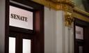 A sign that reads Senate inside the Pennsylvania Capitol in Harrisburg.