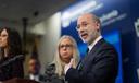 Gov. Tom Wolf speaks during a press conference, which confirmed the first two presumptive positive cases of 2019 Novel Coronavirus (COVID-19) in Pennsylvania and reminded residents that the commonwealth is prepared to respond to community spread of this virus, inside PEMA headquarters on Wednesday, March 4, 2020. 