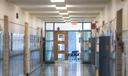 A hallway in an elementary school.