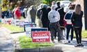 Voters stand in line outside a Pennsylvania polling place.