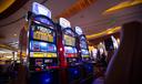 A row of slot machines on the gaming floor of Parx Casino in Bensalem Township, Bucks County, Pennsylvania.