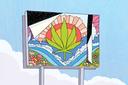 An illustration shows a peeling billboard with a cannabis leaf. Despite Pennsylvania’s outlier status and the high stakes for people seeking treatment, state regulators do little to ensure cannabis dispensaries are making accurate medical claims online. are making accurate medical claims online.