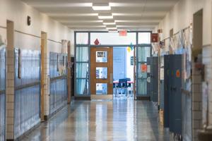 A hallway in an elementary school