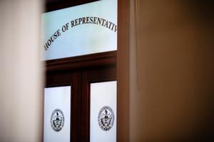 A sign that reads House of Representatives inside the Pennsylvania Capitol in Harrisburg.