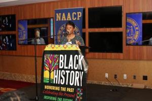 Bucks County NAACP president Karen Downer speaks at one of the organization’s events.