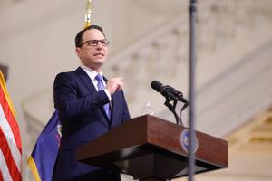 Gov. Josh Shapiro delivers his 2024 budget address in the Pennsylvania Capitol on Feb. 6.