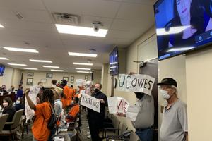 Unemployed workers and advocates from Pittsburgh and Philadelphia protest over more than 300,000 unemployment claims still waiting for review by the state Department of Labor and Industry. The department this week is launching a massive overhaul of its computer system.