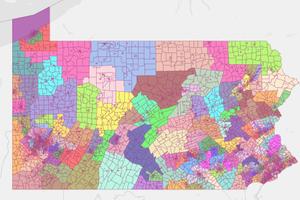 A preliminary map of proposed new state House districts in Pennsylvania.