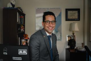 Rep. Tarik Khan in his district office.